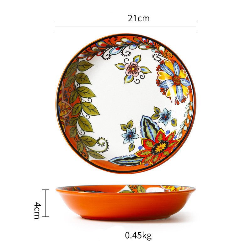 Ceramic Tableware Pastoral Style Home Plate Dinner Plate - Elora Moda