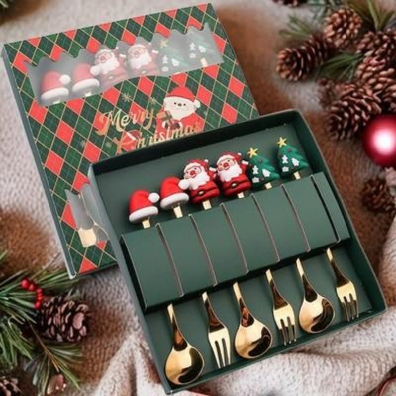 Christmas Dessert Flatware 6 piece - Elora Moda