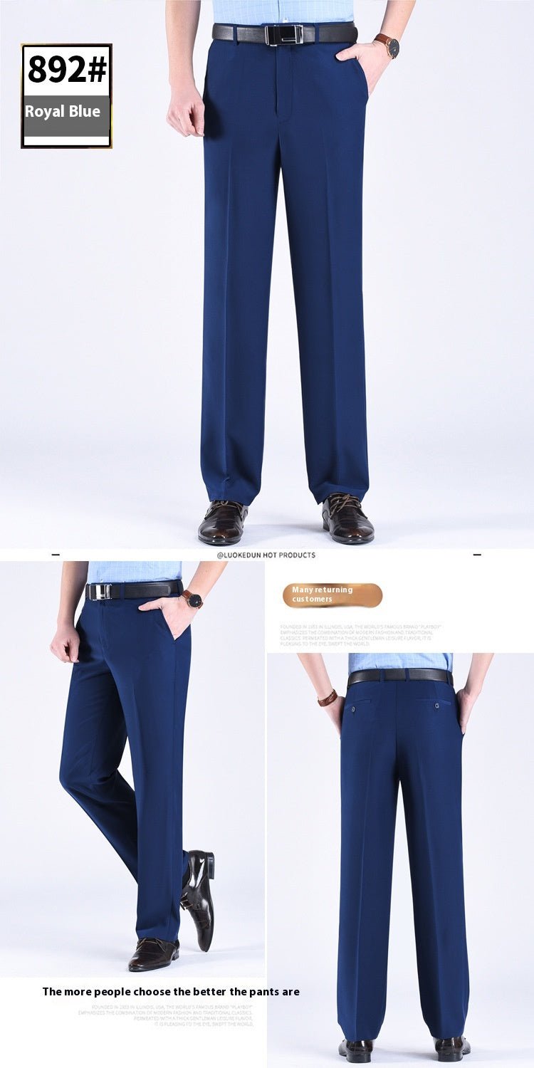 Men's Suit Pants High Waist Loose Business Formal Wear - Elora Moda