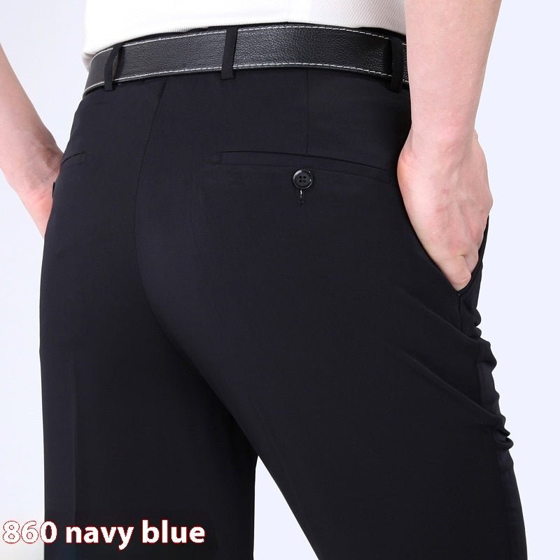 Men's Suit Pants High Waist Loose Business Formal Wear - Elora Moda