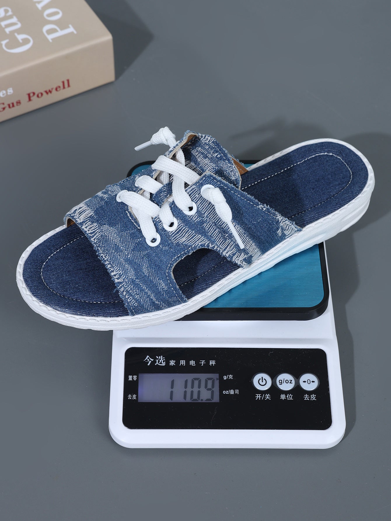 Women's Flat Denim Style Canvas Slippers - Elora Moda