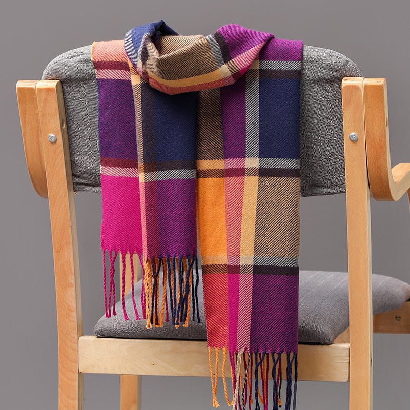 British Plaid Imitation Cashmere with Tassels Men's Scarf - Elora Moda