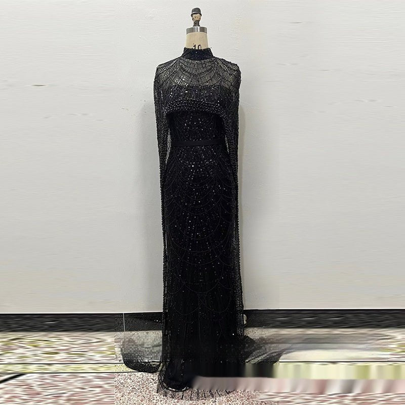 Evening Dress with Pearl Embroidery - Elora Moda