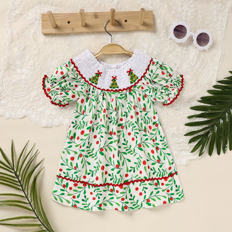 Toddler Infant Baby Girls Christmas Dress Short Sleeve - Elora Moda