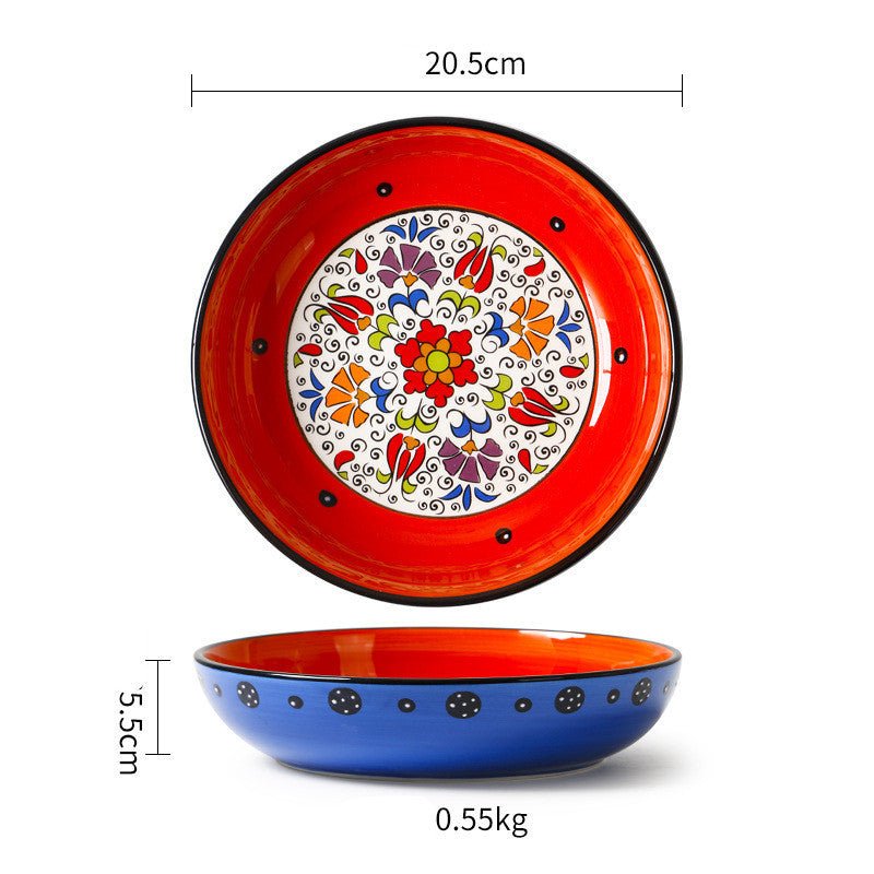 Ceramic Tableware Pastoral Style Home Plate Dinner Plate - Elora Moda