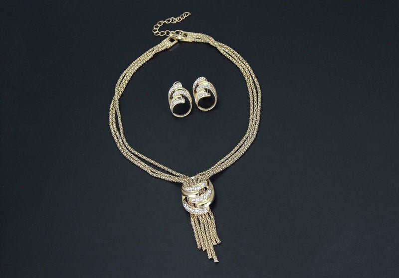 Fashion Necklace Bracelet Earrings Ring Jewelry Set - Elora Moda