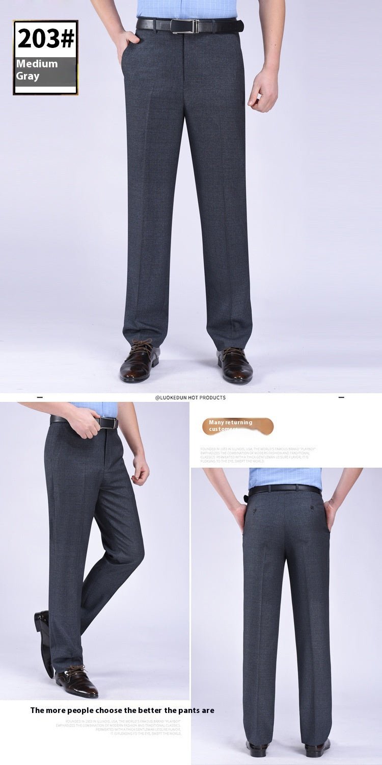 Men's Suit Pants High Waist Loose Business Formal Wear - Elora Moda