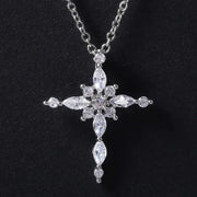 Crystal Zircon Cross Pendant Necklace - Elora Moda