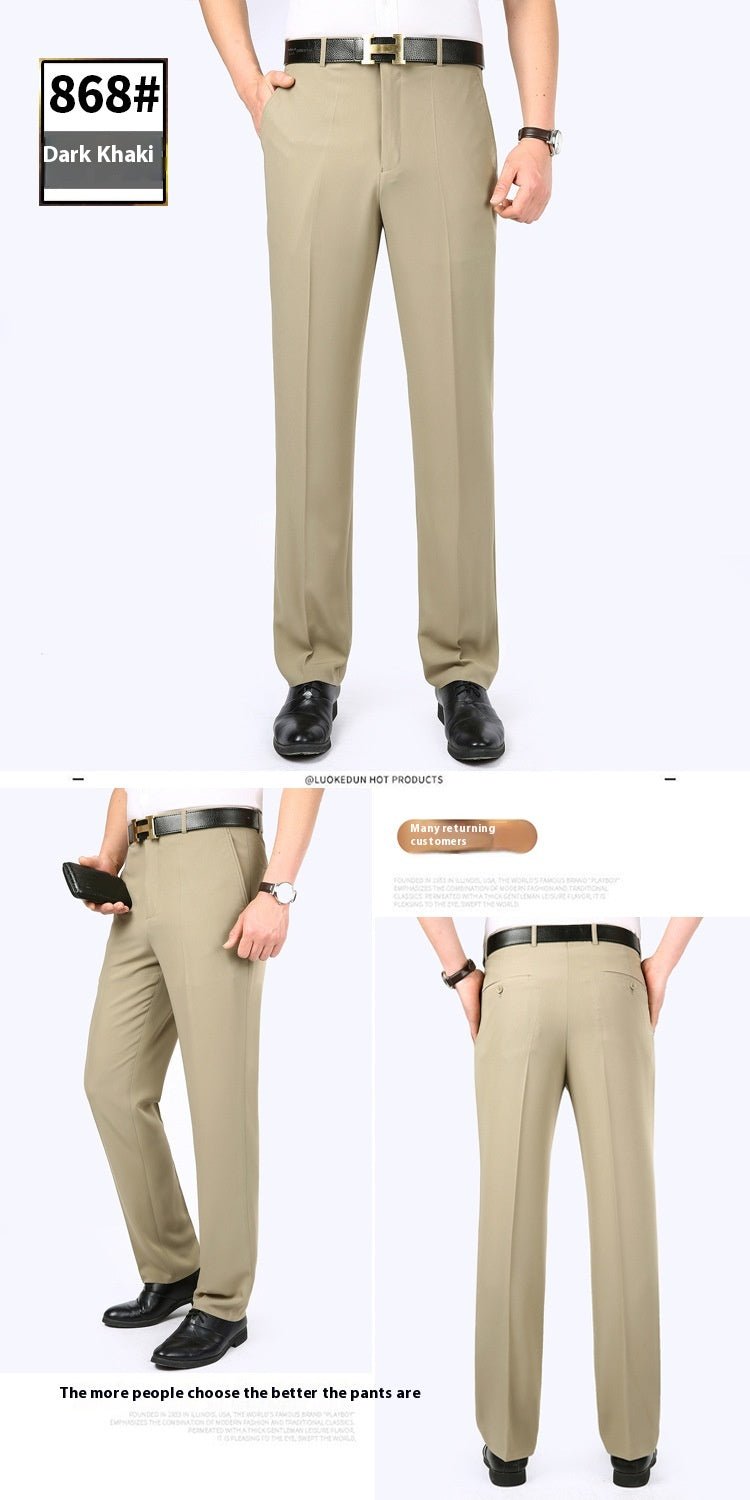 Men's Suit Pants High Waist Loose Business Formal Wear - Elora Moda
