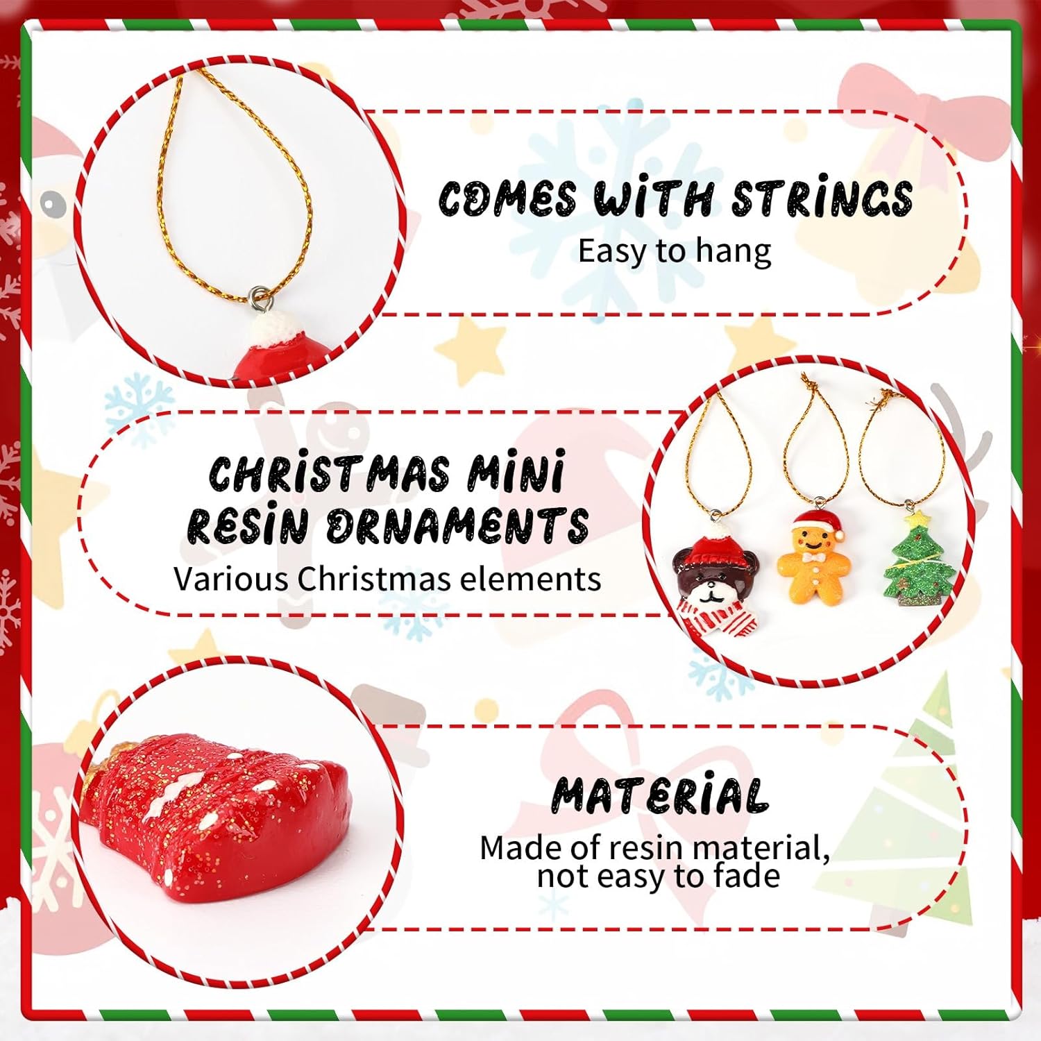 36 - Piece Mini Resin Christmas Ornaments - Elora Moda