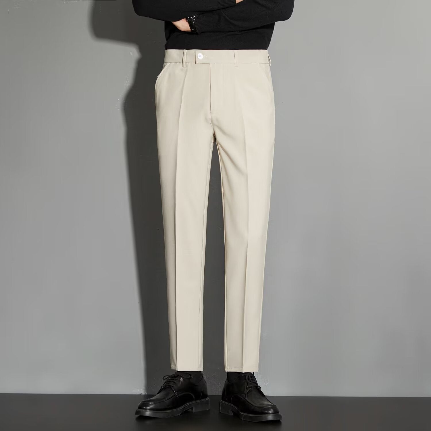 Spring Draping Effect Straight All-matching Ankle-length Suit Pants