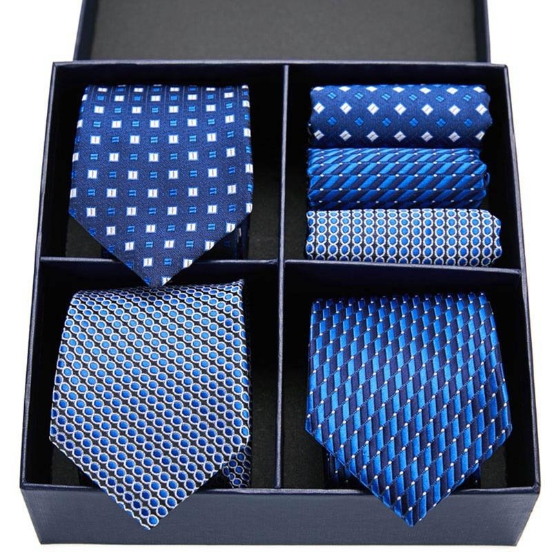 Fashion business striped tie square scarf combo set - Elora Moda