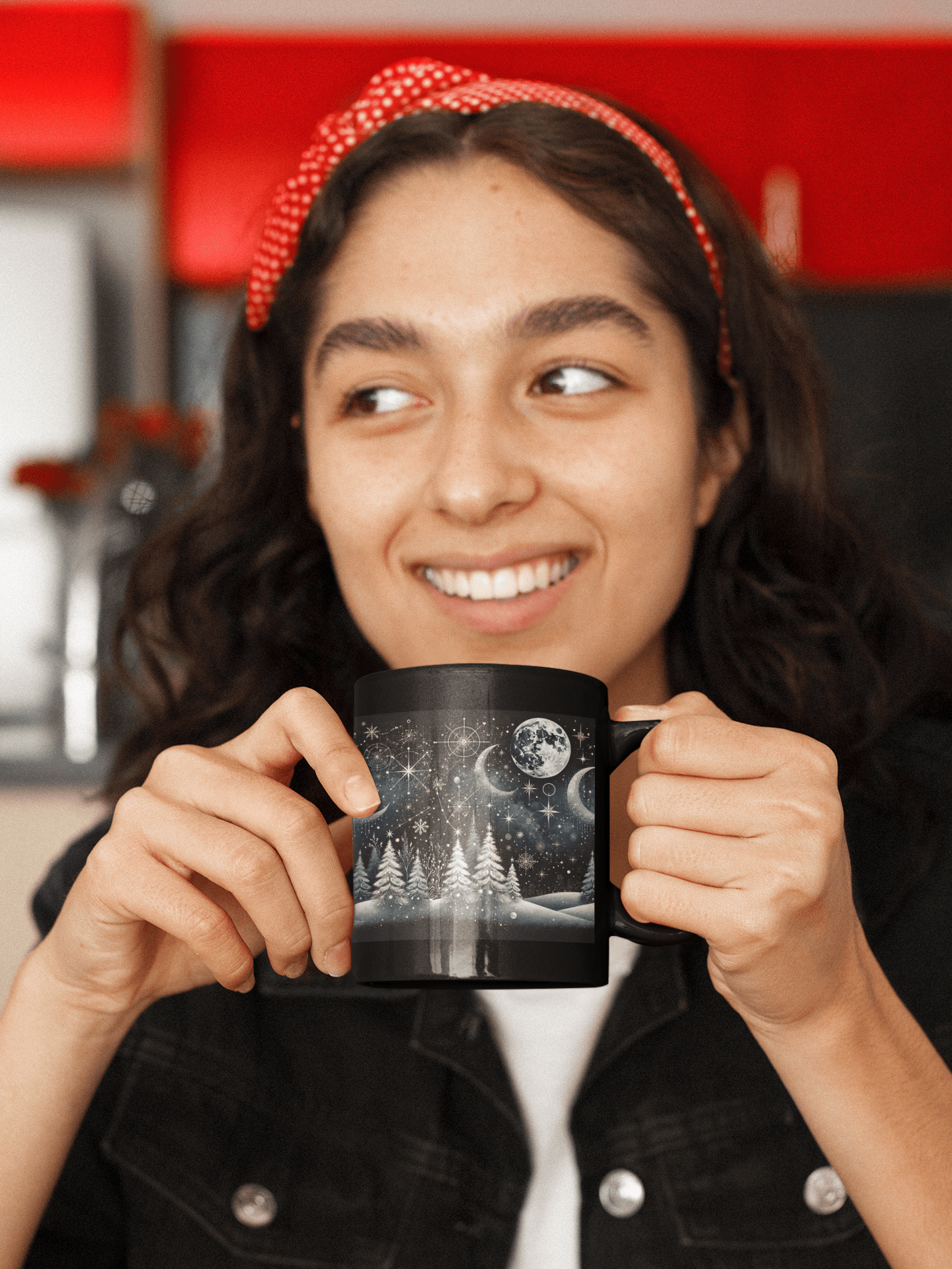Celestial Christmas mug glossy black - Elora Moda