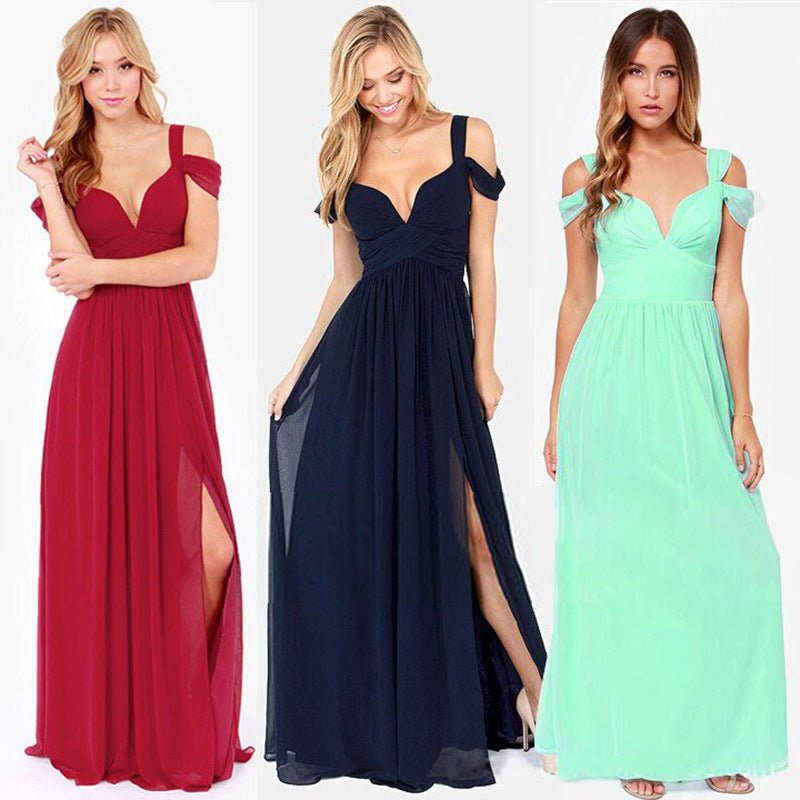 Long Floor Length Elegant Greek Style Pleated Dress - Elora Moda