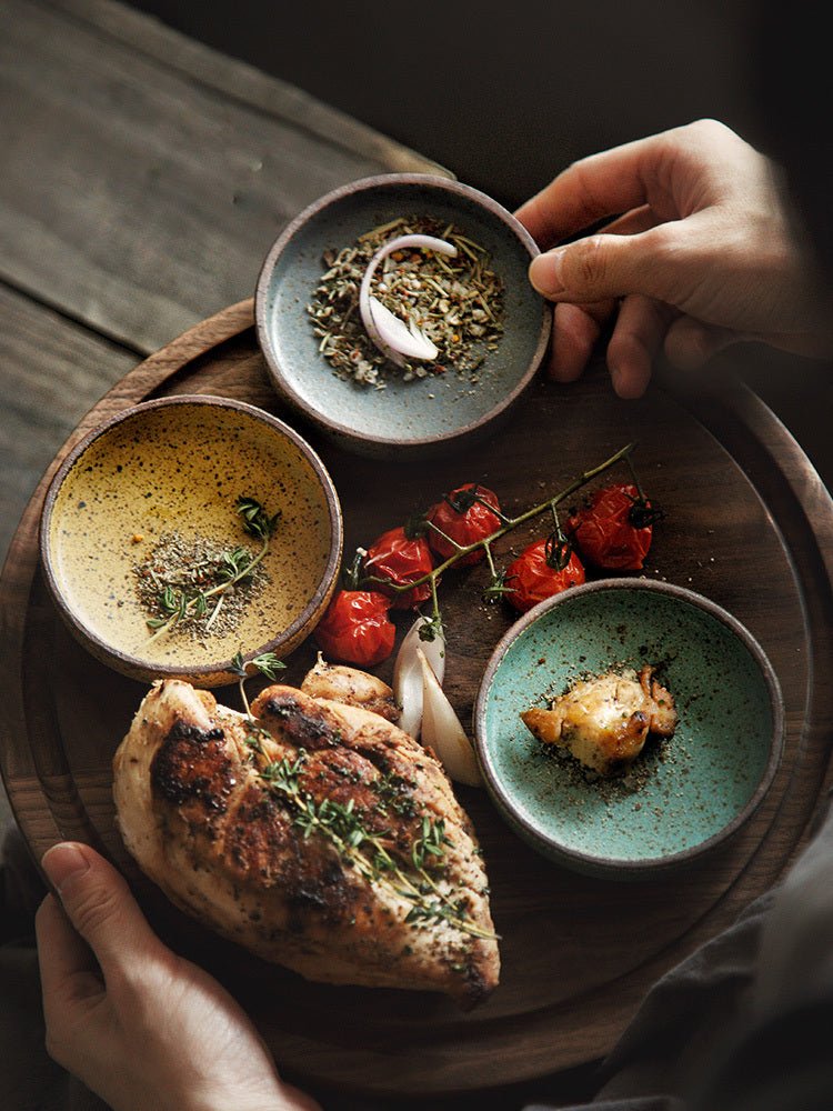 Retro Style Creative Ceramic Tableware Household Restaurant Clay Dishes Dishes Rice Bowls Sauces Dessert Dishes Flavor Dishes - Elora Moda