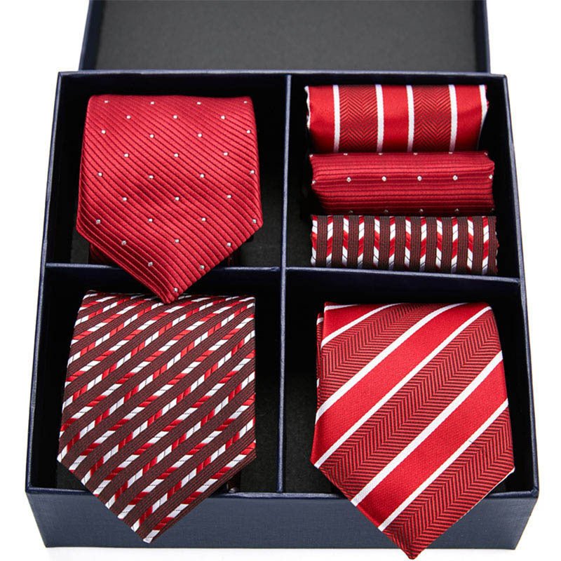 Fashion business striped tie square scarf combo set - Elora Moda