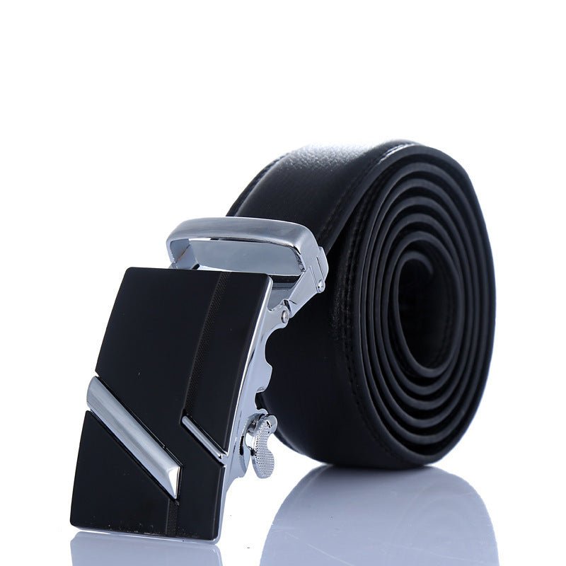 Men's leather automatic buckle belt watch gift set - Elora Moda
