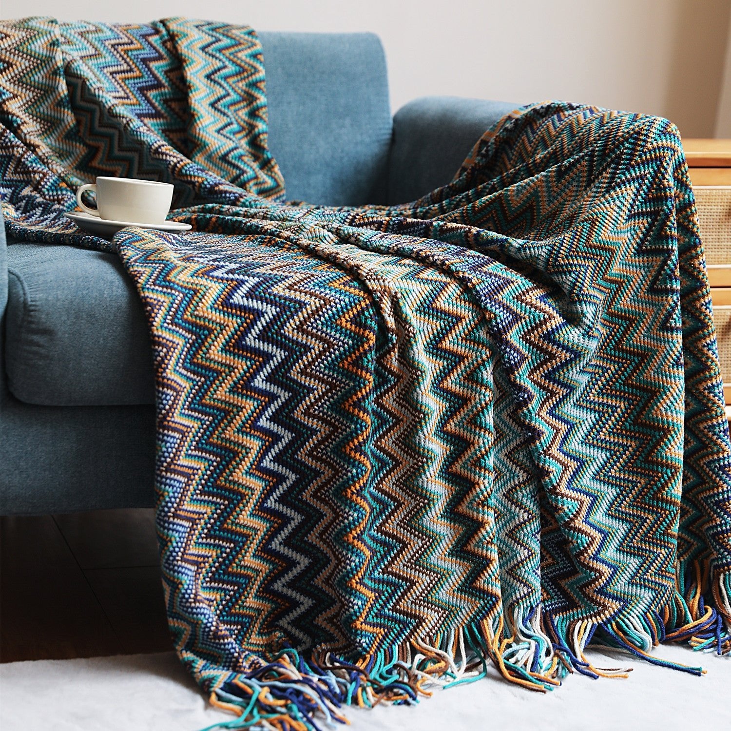 Bohemian Sofa Blanket Cross Border Knitting Blanket Office Nap Blanket Air Conditioning Blanket - Elora Moda