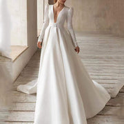 Ladies Style White Dress Satin Surface Was Thin And High French Temperament Dress Long Skirt