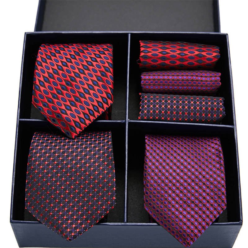 Fashion business striped tie square scarf combo set - Elora Moda