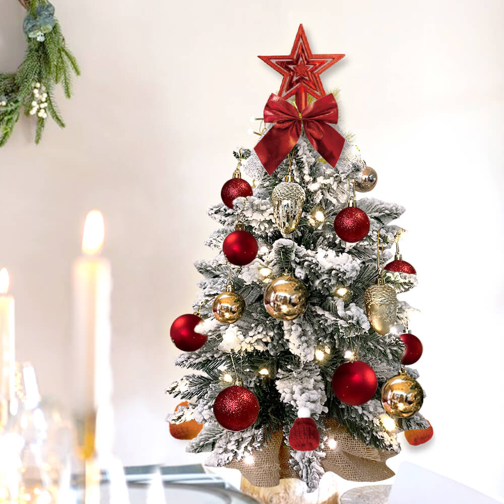 Tabletop Christmas Tree With Light & Ornaments 2 ft - Elora Moda