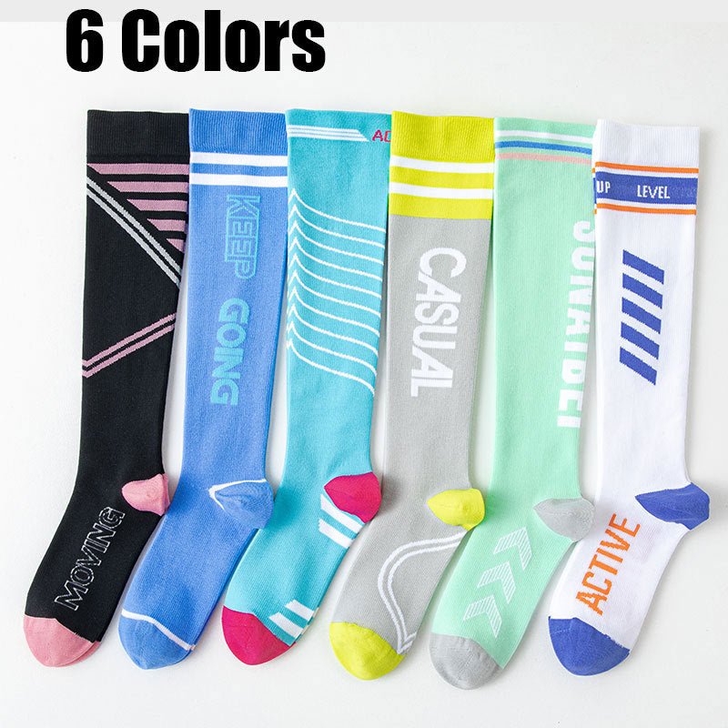 Women Compression Stockings High Long Tube Tide Socks Running Compression Stockings Riding Socks Outdoor Elastic Socks - Elora Moda