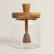 Round Glass Jar With Acacia Wood Lid - Elora Moda