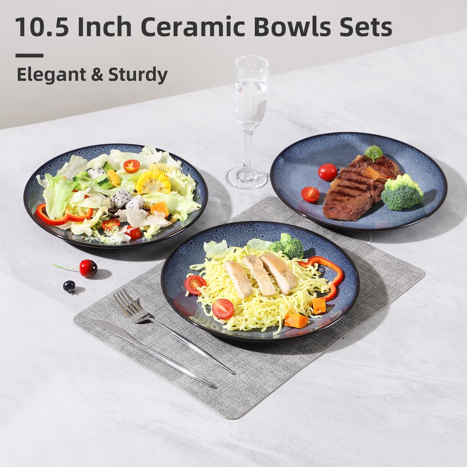 Steak Plate Creative Western Food Plate Vegetable Plate Set Of 6 For Cereal, Salad, Pasta, Soup, Dessert, Serving Dishwasher, Microwave And Oven - Elora Moda