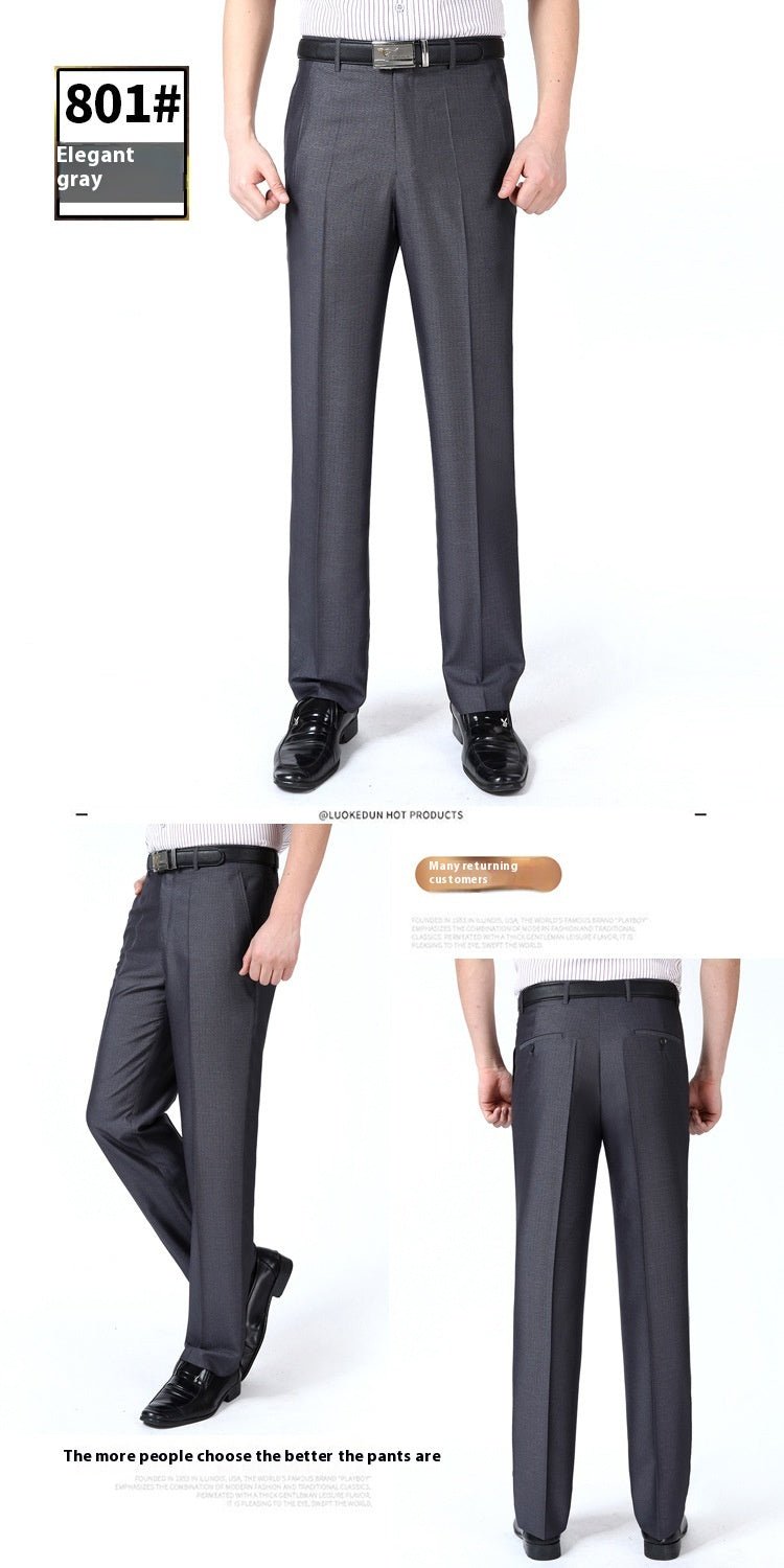 Men's Suit Pants High Waist Loose Business Formal Wear - Elora Moda