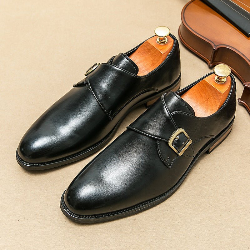 Leather Shoes Men's Business Formal Casual Breathable Increased Slip - on Buckle - Elora Moda