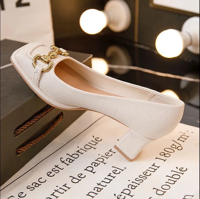 Women's French Mary Jane Chunky Heel Shoes - Elora Moda