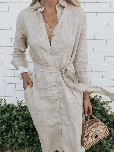 Women Dress Elegant Solid Color Thin Belt - Elora Moda