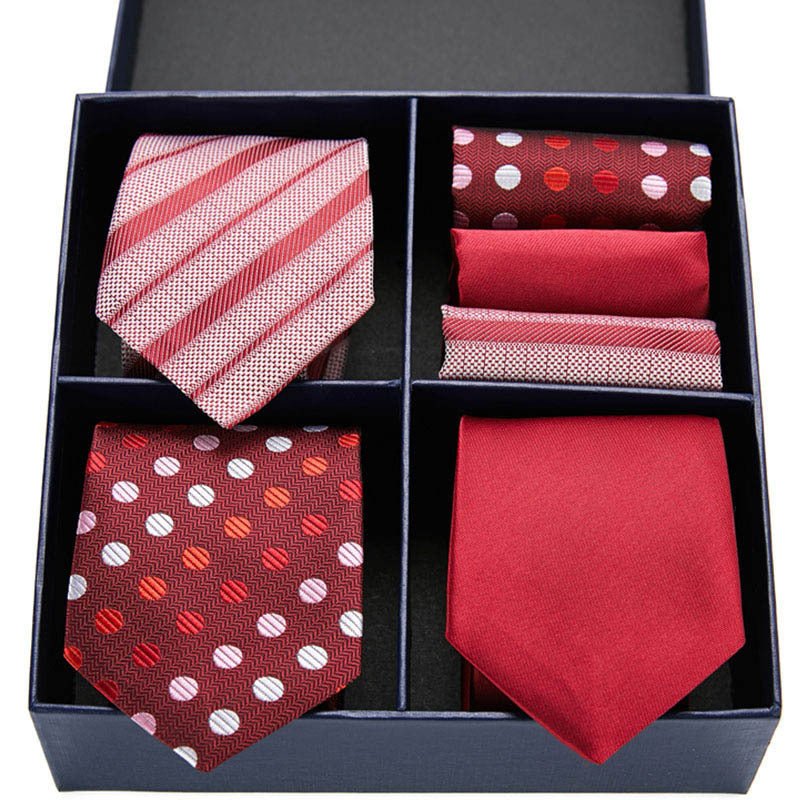 Fashion business striped tie square scarf combo set - Elora Moda