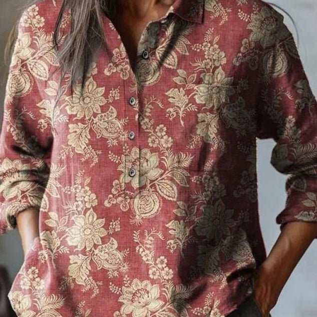 Summer Women's Fashion Printed Long - sleeved Shirt - Elora Moda
