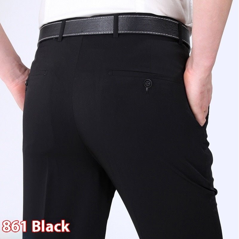 Men's Suit Pants High Waist Loose Business Formal Wear - Elora Moda