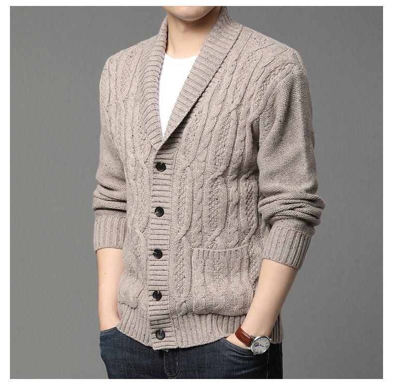 Men's Cardigan Knitted Jacquard Autumn And Winter - Elora Moda