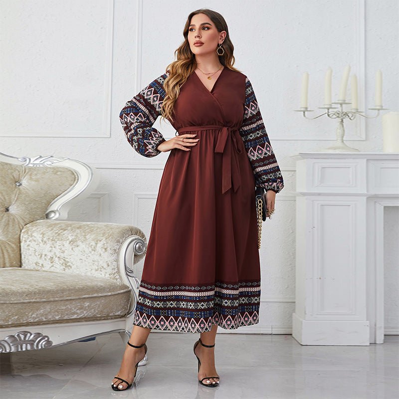 Boho Collection: Women's Dress Plus Size Elegant High Waist - Elora Moda