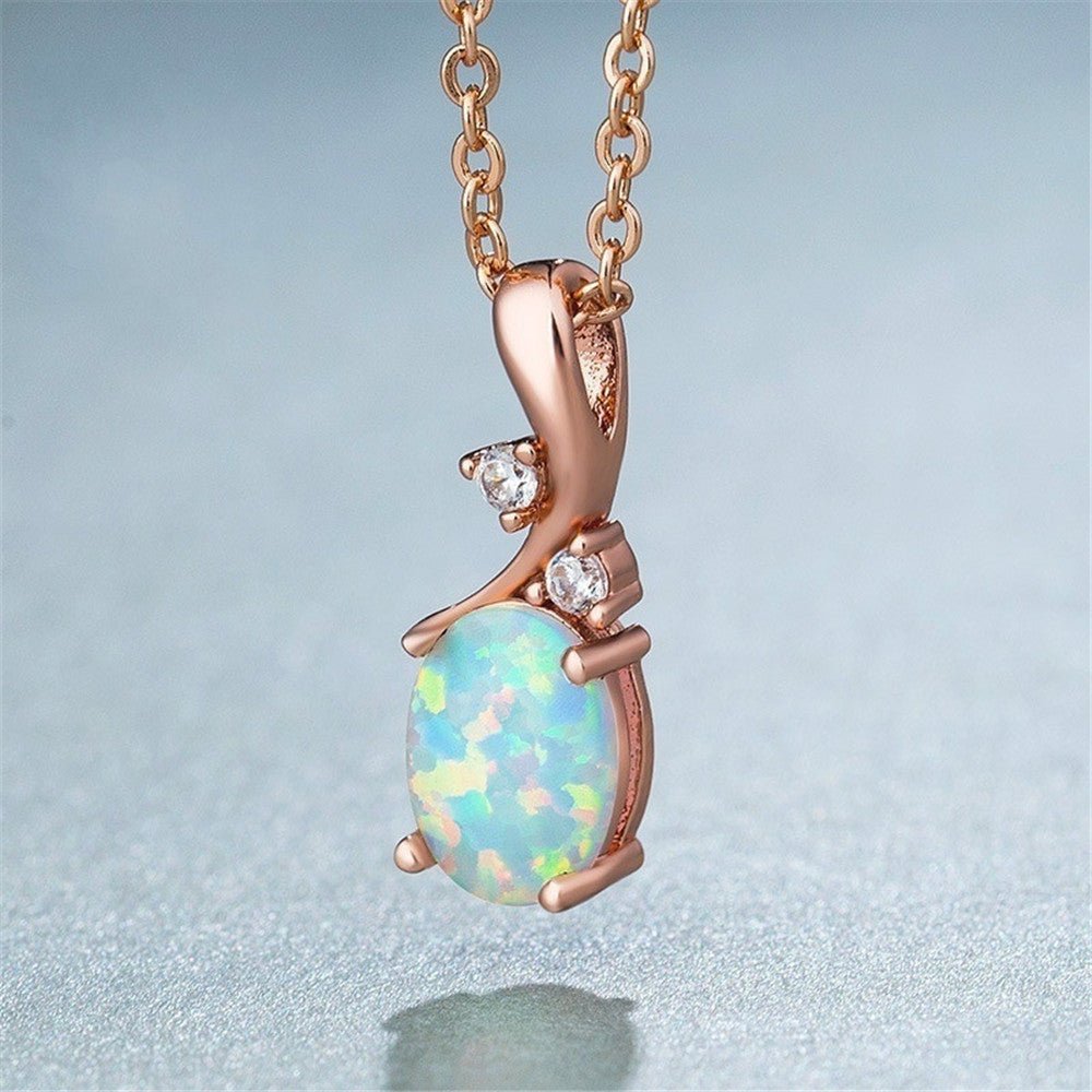 Exquisite European And American Water Drop Opal Pendant Necklace - Elora Moda