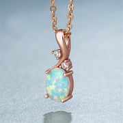 Exquisite European And American Water Drop Opal Pendant Necklace - Elora Moda