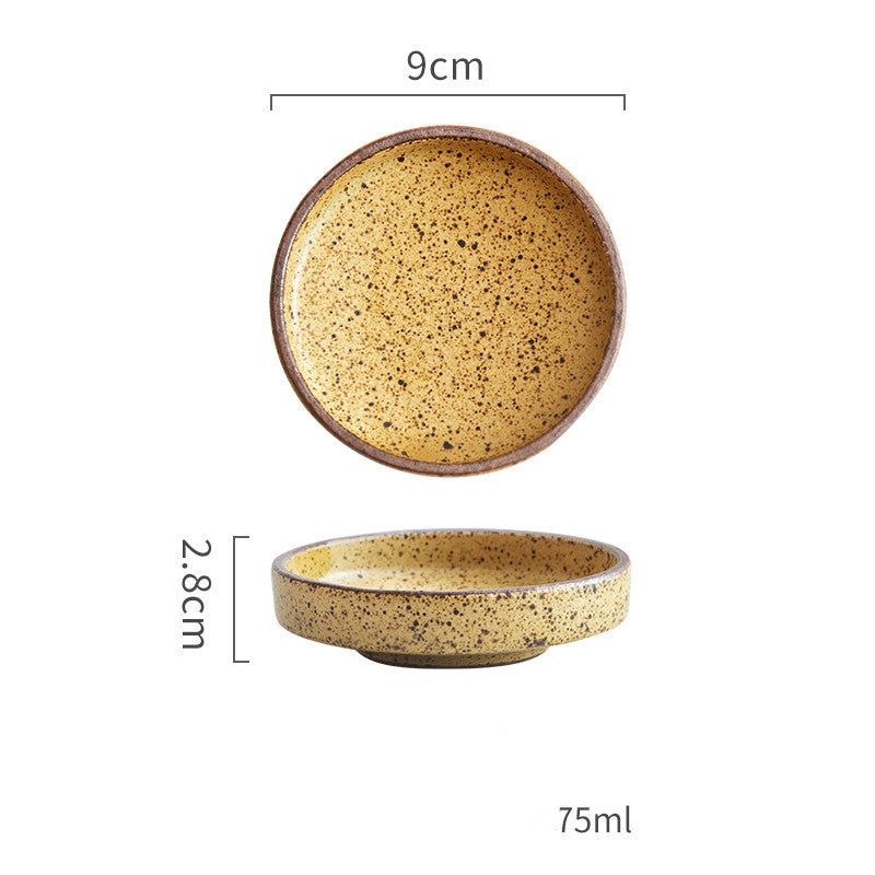 Retro Style Creative Ceramic Tableware Household Restaurant Clay Dishes Dishes Rice Bowls Sauces Dessert Dishes Flavor Dishes - Elora Moda