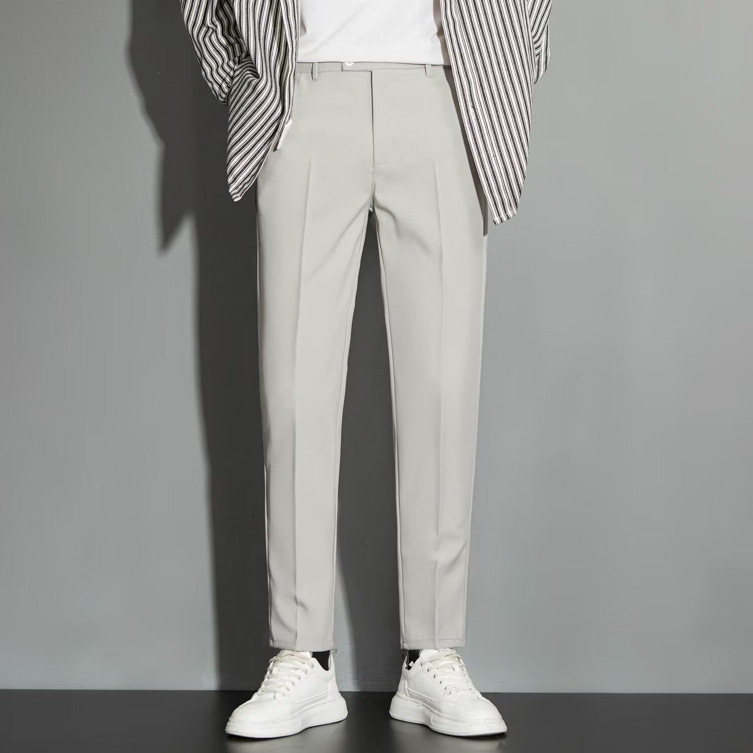 Spring Draping Effect Straight All - matching Ankle - length Suit Pants - Elora Moda