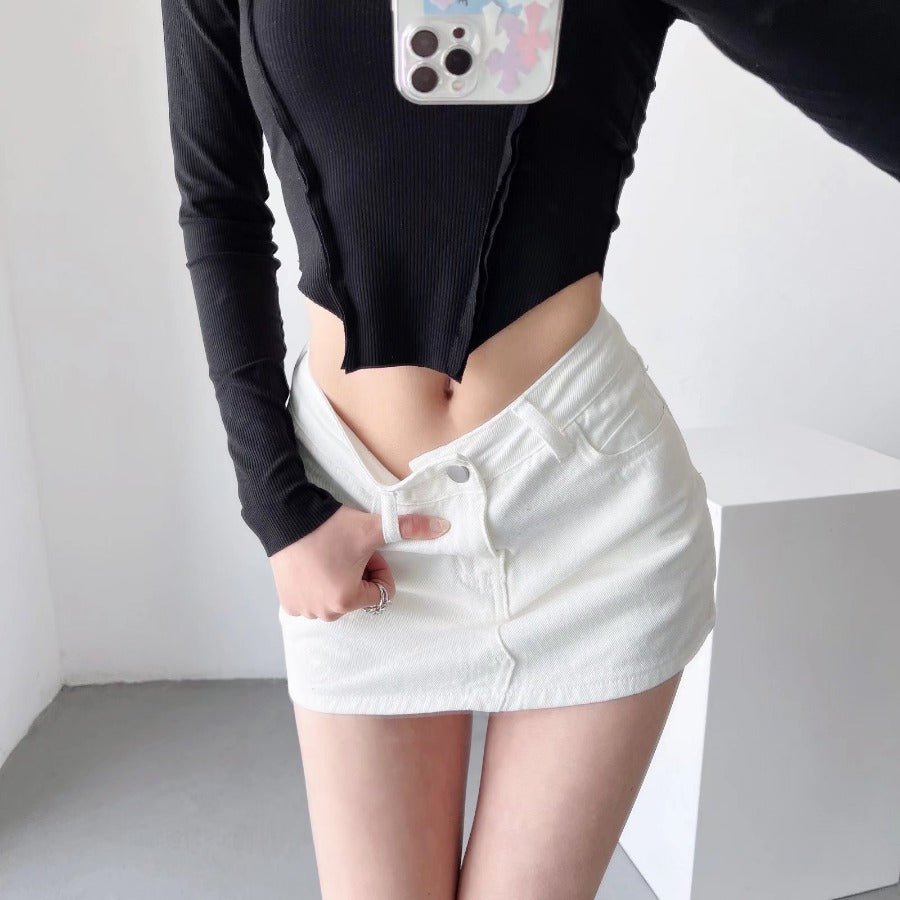 Sheath Ultra Short Denim Skirted Leggings Anti - exposure Underpants Denim European And American - Elora Moda