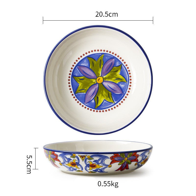 Ceramic Tableware Pastoral Style Home Plate Dinner Plate - Elora Moda