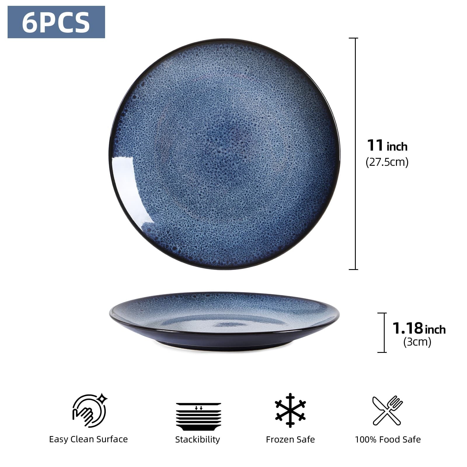 Steak Plate Creative Western Food Plate Vegetable Plate Set Of 6 For Cereal, Salad, Pasta, Soup, Dessert, Serving Dishwasher, Microwave And Oven - Elora Moda