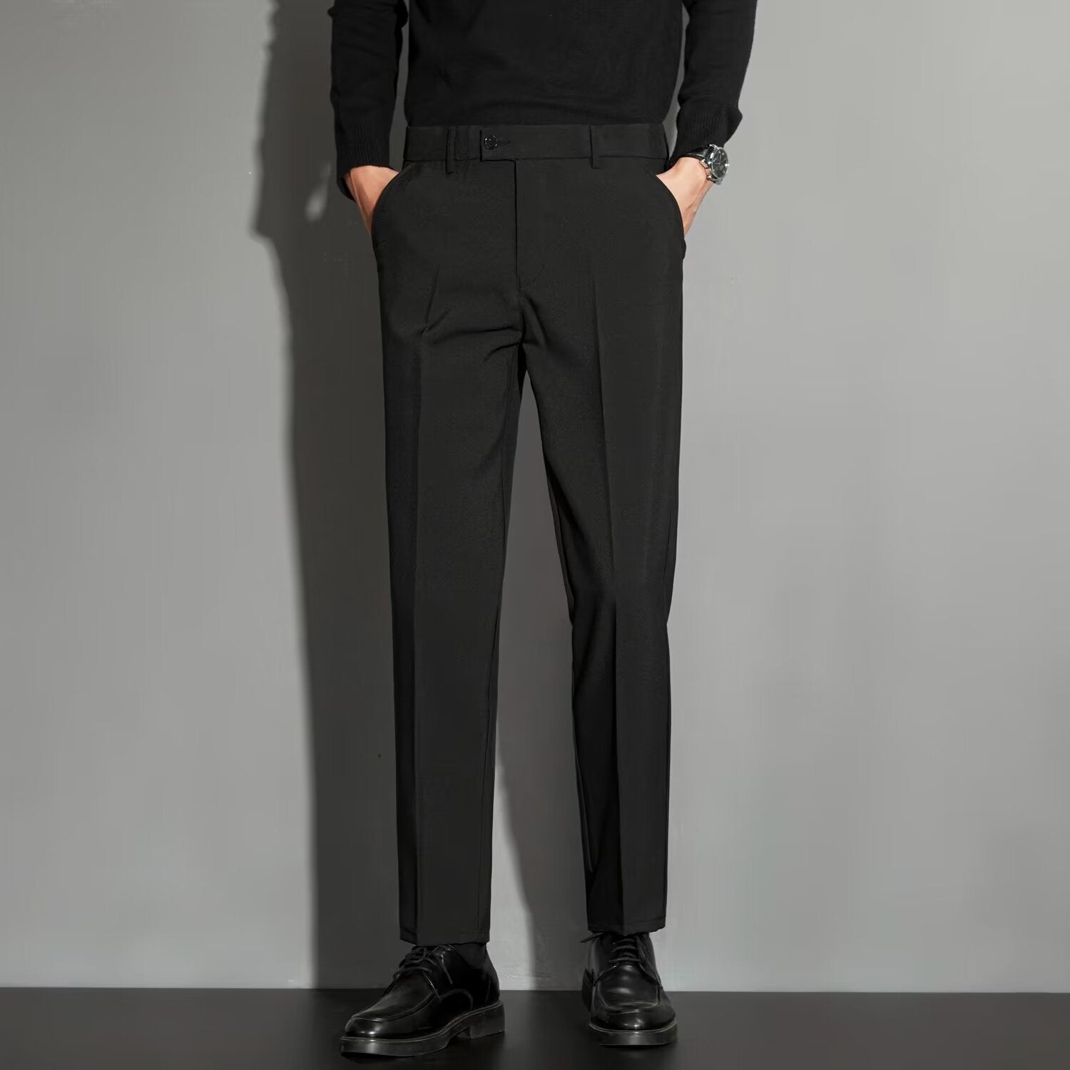 Spring Draping Effect Straight All - matching Ankle - length Suit Pants - Elora Moda