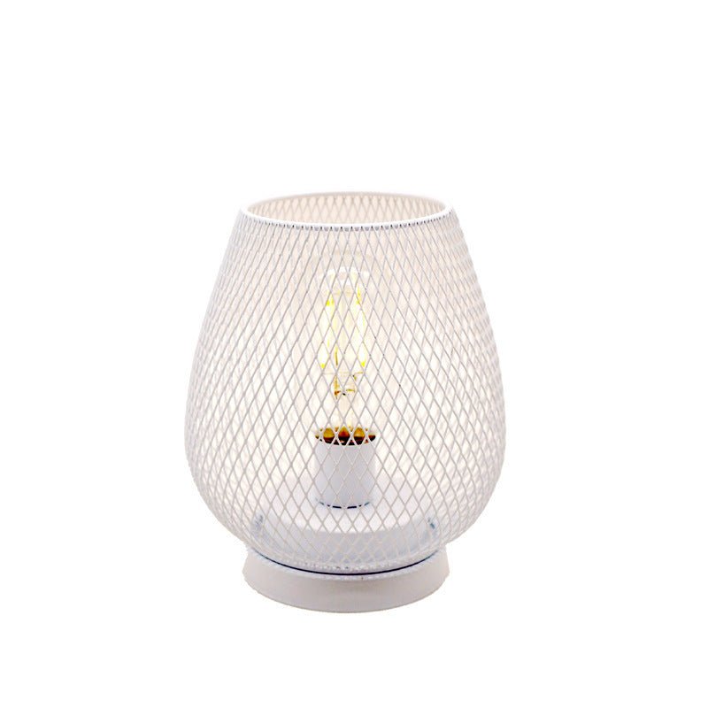 Retro Iron Art Table Lamp Battery Powered Night Light Hollowed Out Birdcage Desk Reading Lamp Bedroom Decor Bedside Table Lamp Home Decor - Elora Moda
