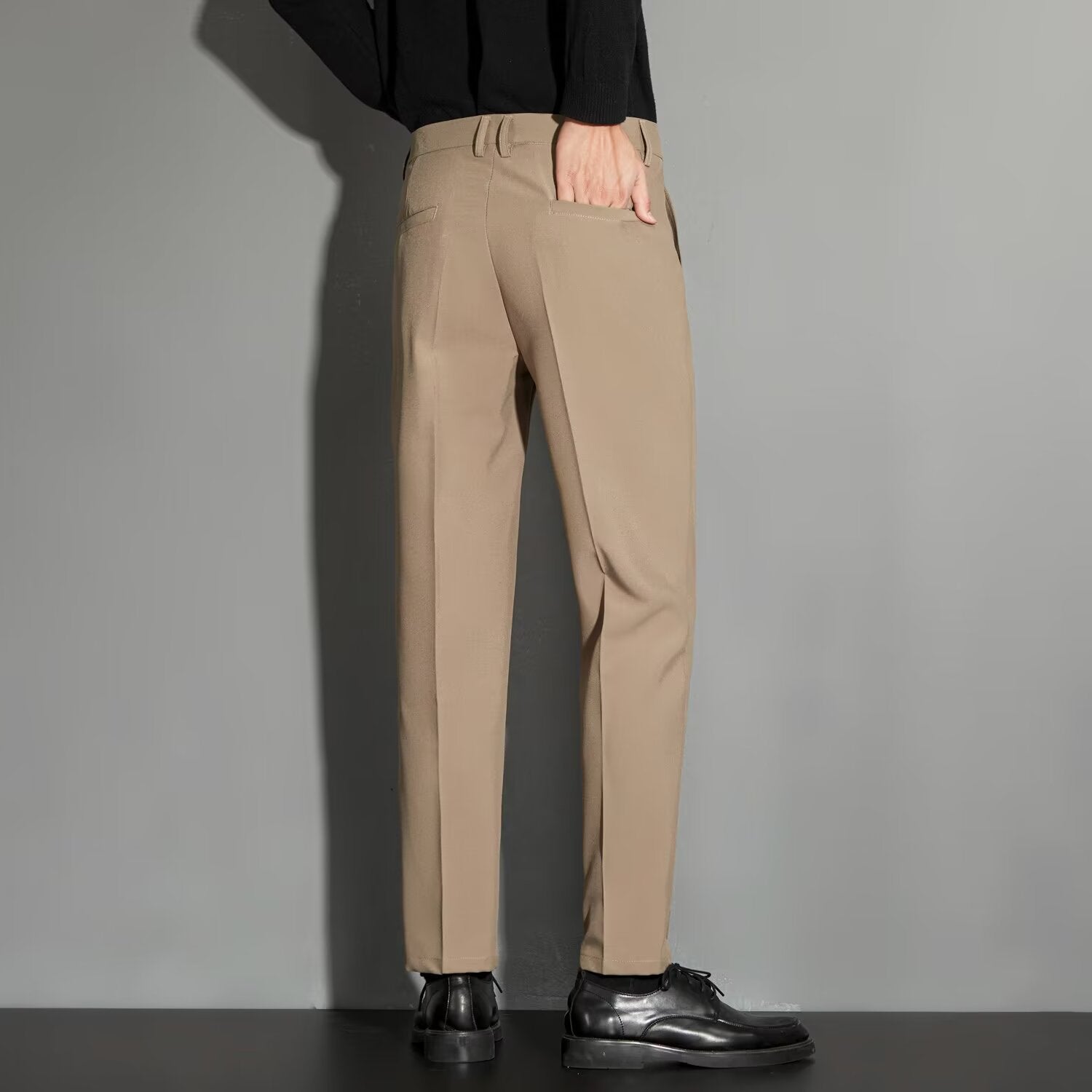 Spring Draping Effect Straight All-matching Ankle-length Suit Pants