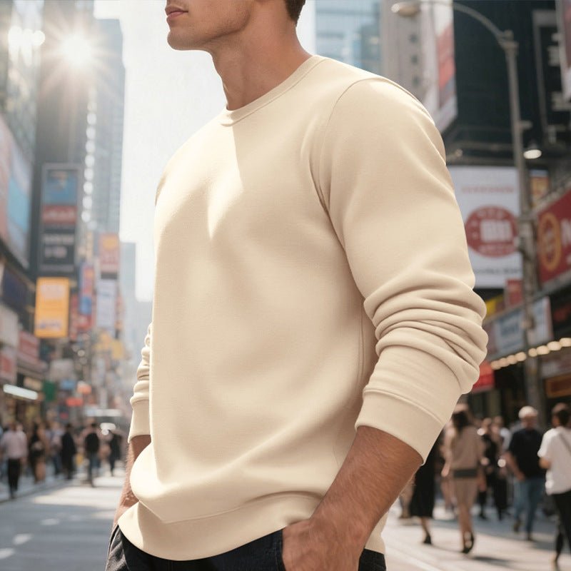 Fleece - lined Crew Neck Sweater Male Loose Casual Top - Elora Moda