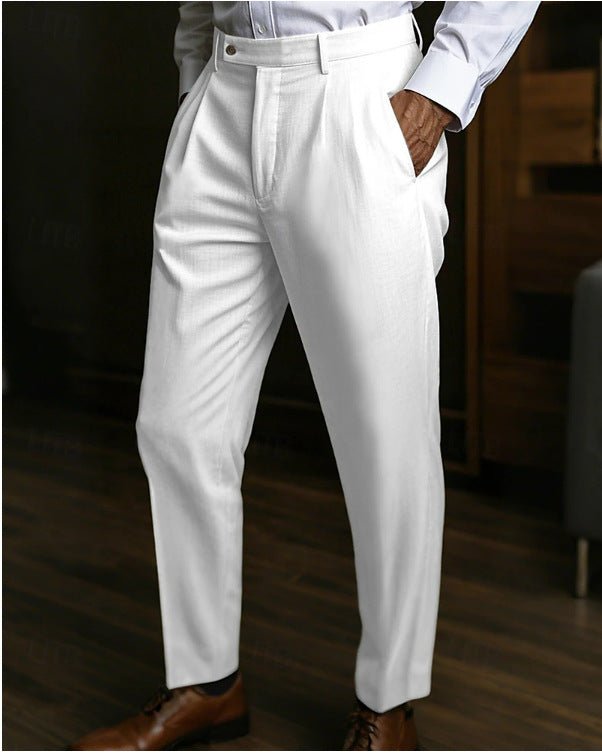 Men's Linen Pocket Flat Comfortable Breathable Trousers - Elora Moda
