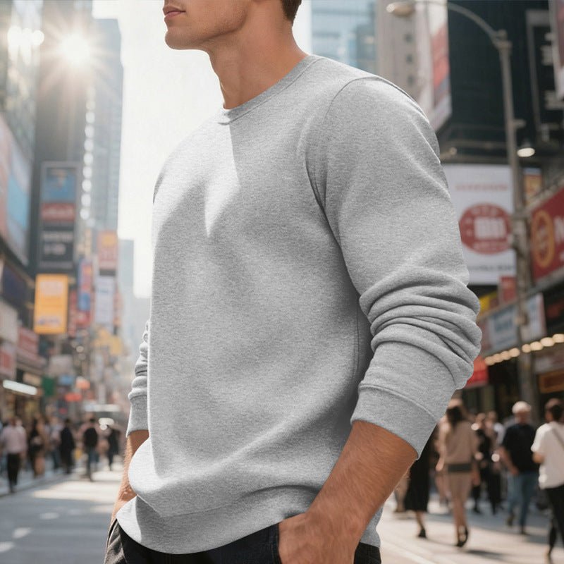 Fleece - lined Crew Neck Sweater Male Loose Casual Top - Elora Moda